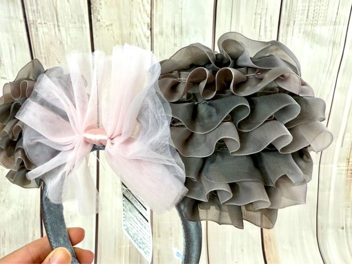 (serre tête) oreilles de Minnie nouveauté 2025 modèle froufrou organza marron rose Tokyo Disneyland - photo numéro 4