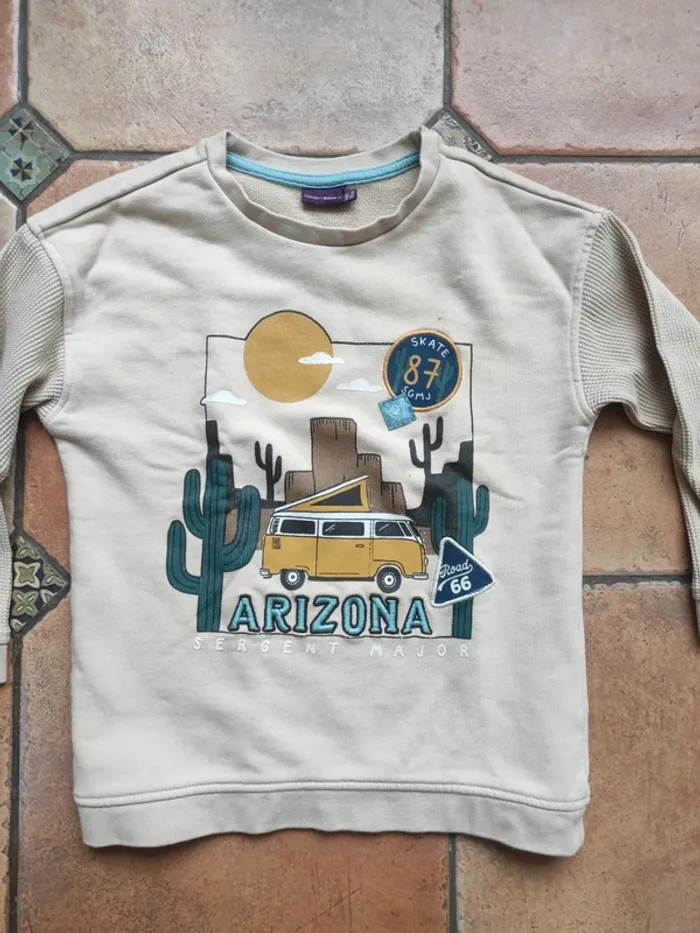 Sweat beige motif Arizona - Sergent Major - photo numéro 2