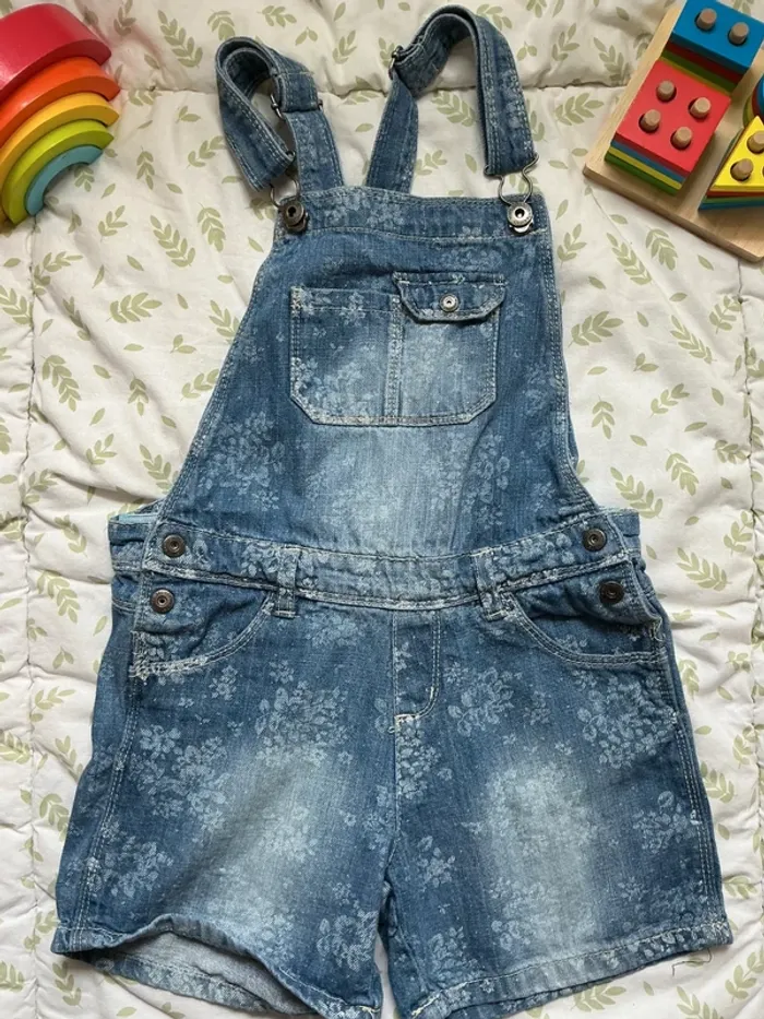 salopette short en jean bleu taille réglable 10 ans vertbaudet - photo numéro 3
