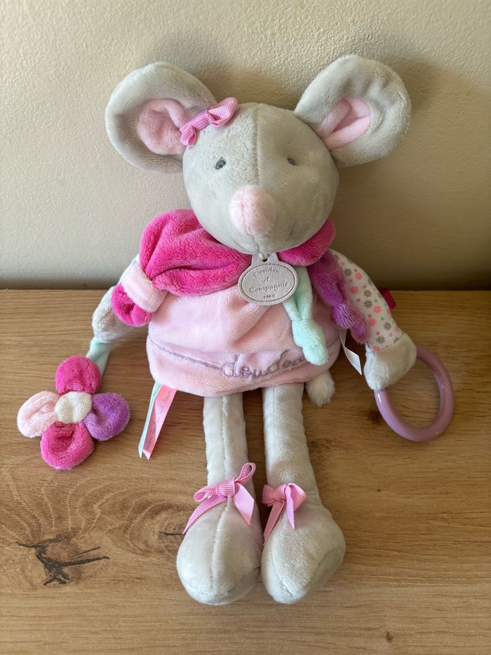 Doudou pantin eveil souris rose pearly doudou et compagnie - photo numéro 2