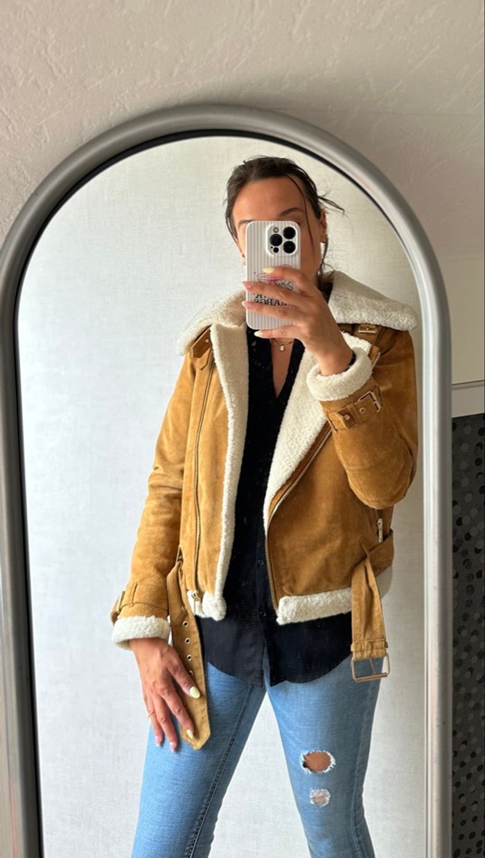Manteau en cuir Zara - photo numéro 3