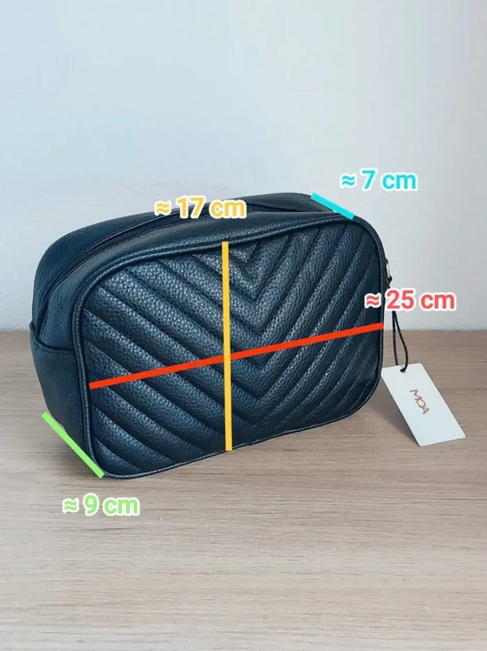 Pochette noir chevron similicuir / MOA - 25×17×8cm - photo numéro 10