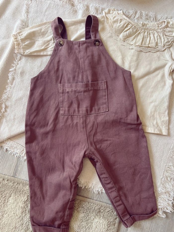 Ensemble Kiabi salopette et tee-shirts avec col broderie 18 mois - photo numéro 3