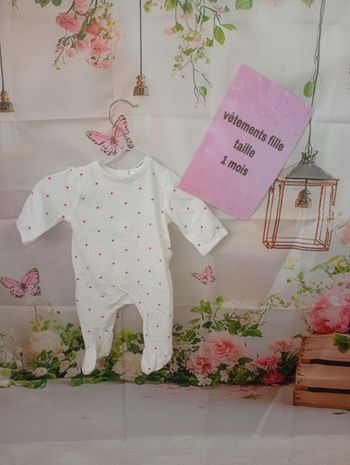 Pyjama coton Kiabi blanc taille 1 mois / 56 cm