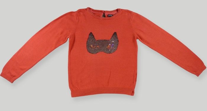 Pull tricot rouge masque sequin Kiabi 8 ans 126 – 131 cm fille - photo numéro 2