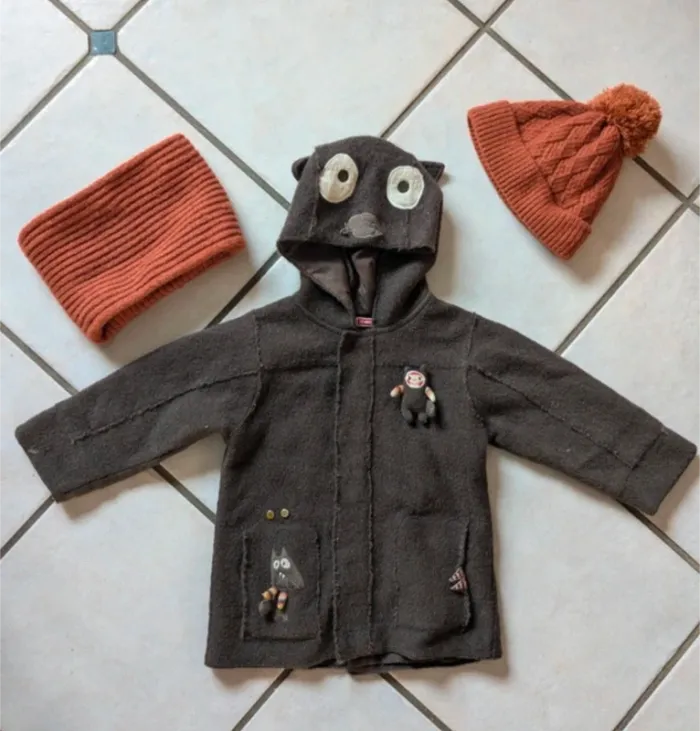 Ensemble manteau snood et bonnet
