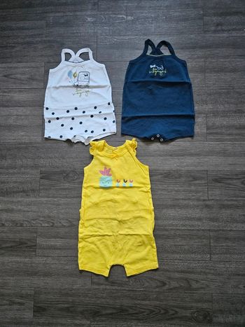 Lot de 3 combi short body fille taille 18 mois