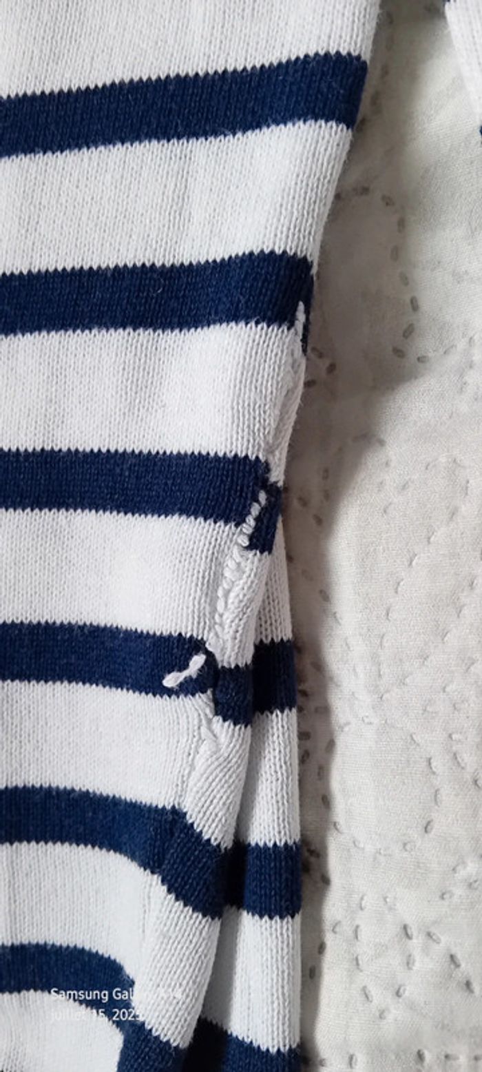 Pull marinière motif cœur marine et blanc femme 38/40 influx - photo numéro 14