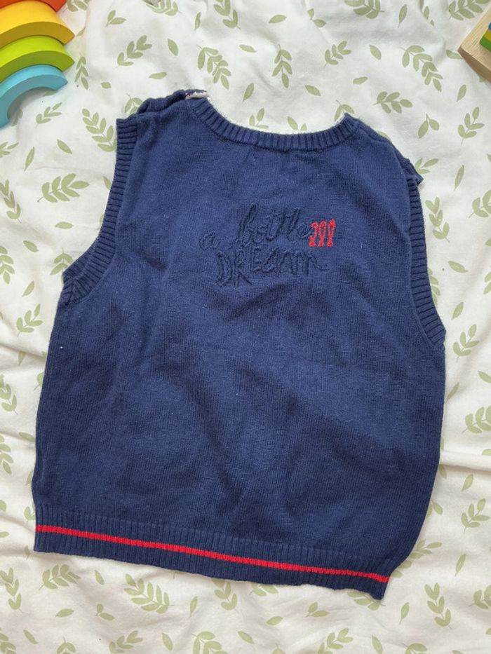 pull débardeur marine et rouge grain de blé 24 mois - photo numéro 6