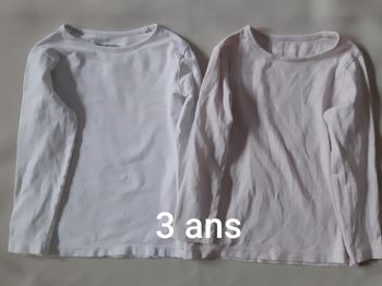 2 maillots de corps manches longues rose pâle et blanc fille - Orchestra - 3 ans