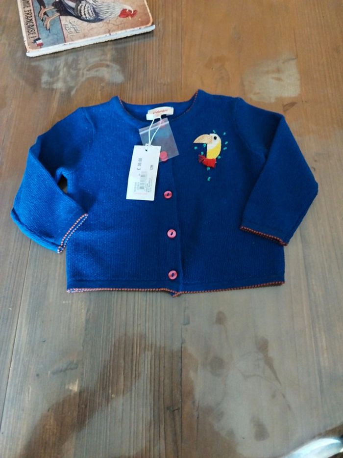 Catimini gilet veste cardigan bleu 12 m neuf