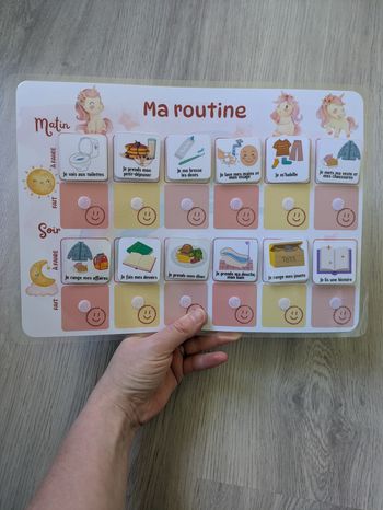 Tableau routine enfant Licorne – Planning matin soir Montessori – Autonomie 3 ans +