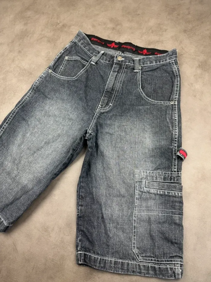 Short Baggy Y2k 90’s Vintage Gris Noir Délavé Taille S - photo numéro 2