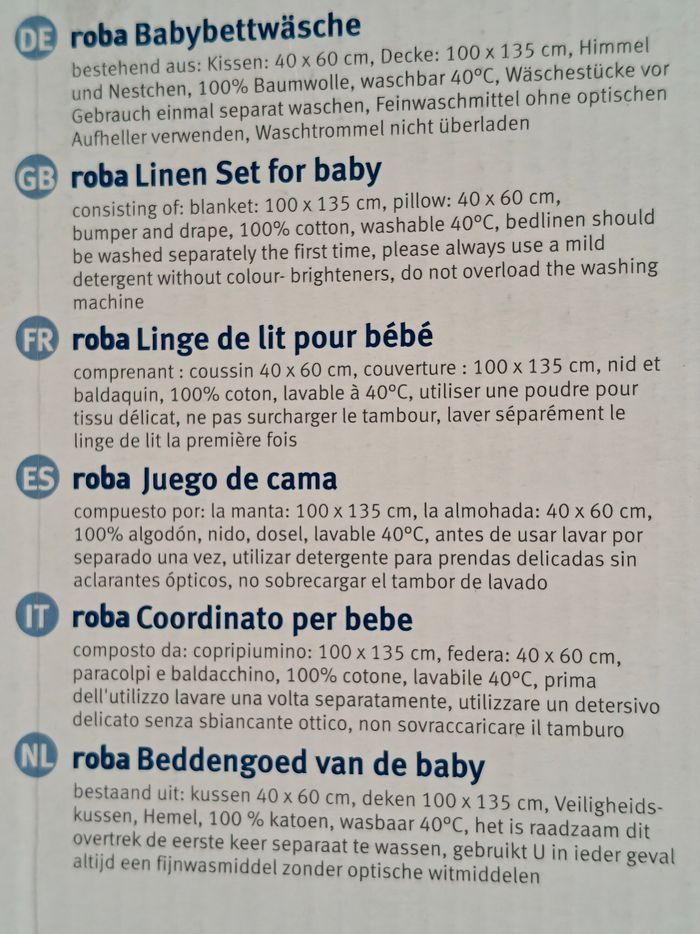 Parure de lit bébé complète ROBA - NEUF - 4 pièces - Vichy Rouge - photo numéro 4