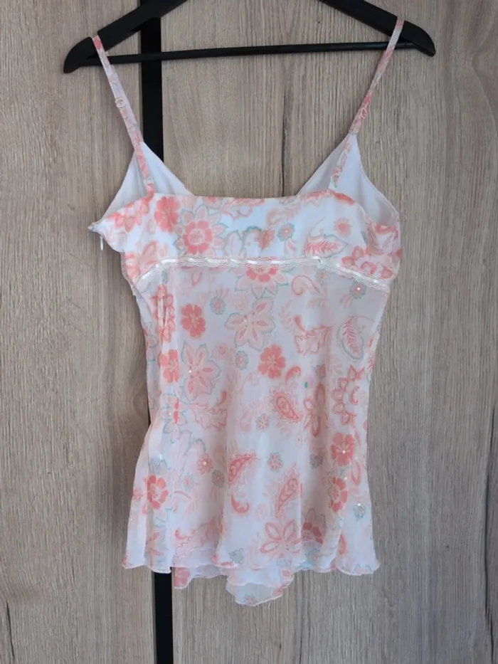 Top Fluide H&M Motif Cachemire / Floral Rose Pâle - Taille 40 - photo numéro 2
