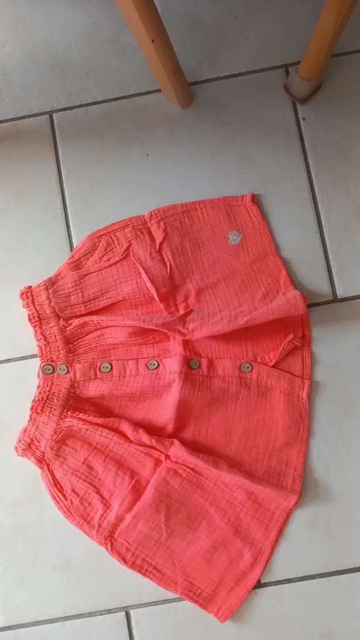 Jupe gaze de coton corail vertbaudet 8 ans tbe - photo numéro 2