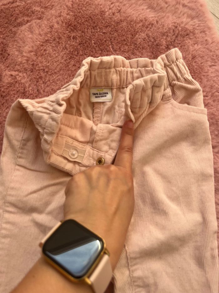 Pantalon velours rose pale 18 mois - photo numéro 3