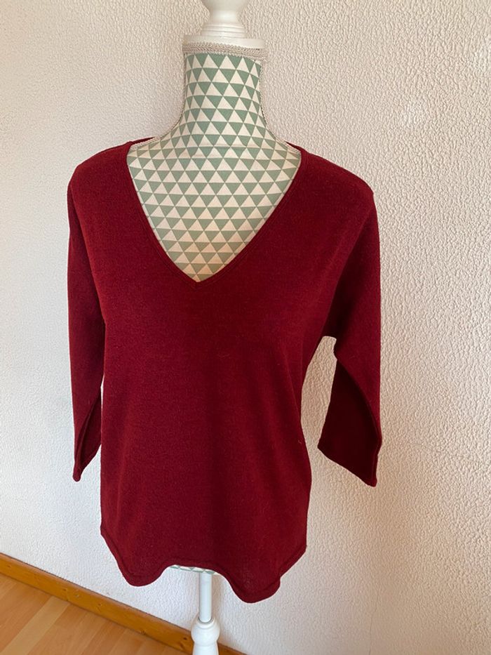 Pull Bordeaux Col V