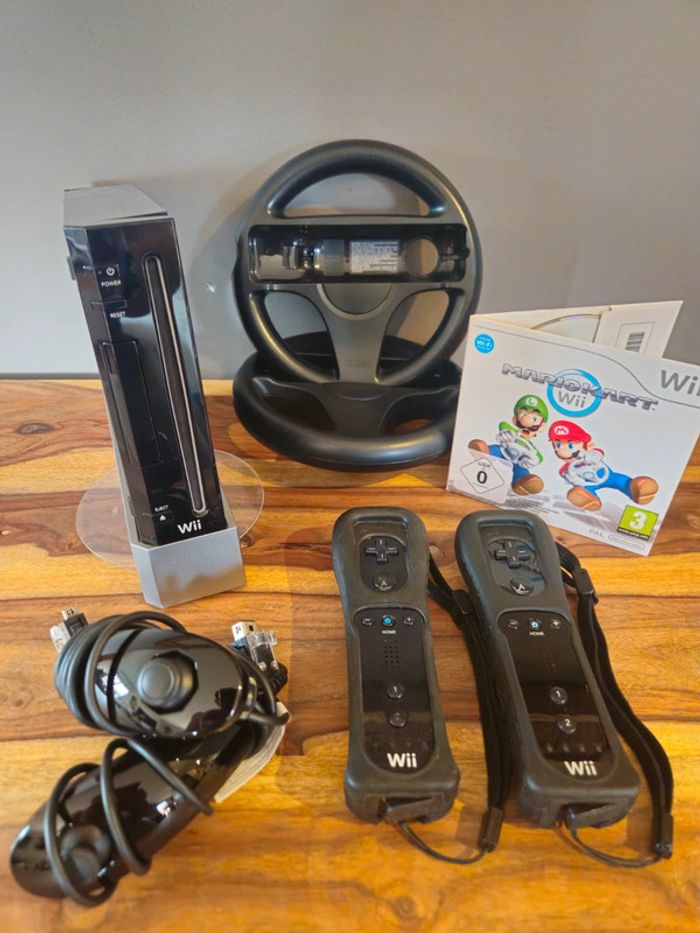 Nintendo Wii noir # Pack Mario Kart pour 2 #