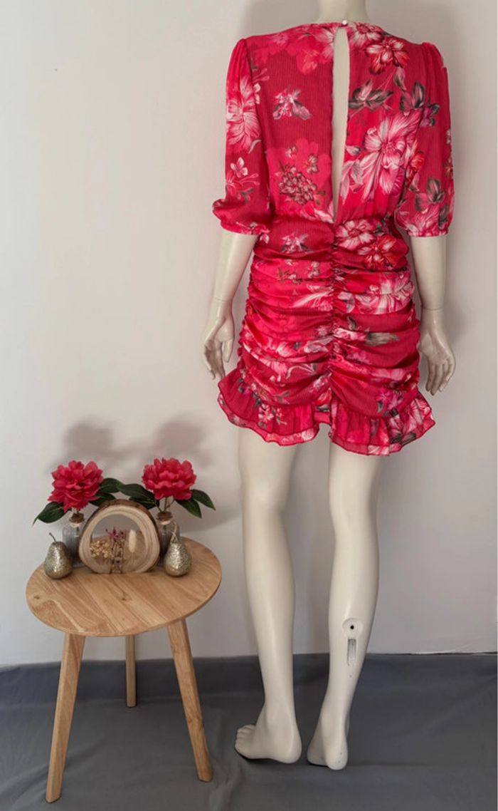 🌺Robe froncée manche 3/4 rose au motif fleuris Taille L/40🌺 - photo numéro 7