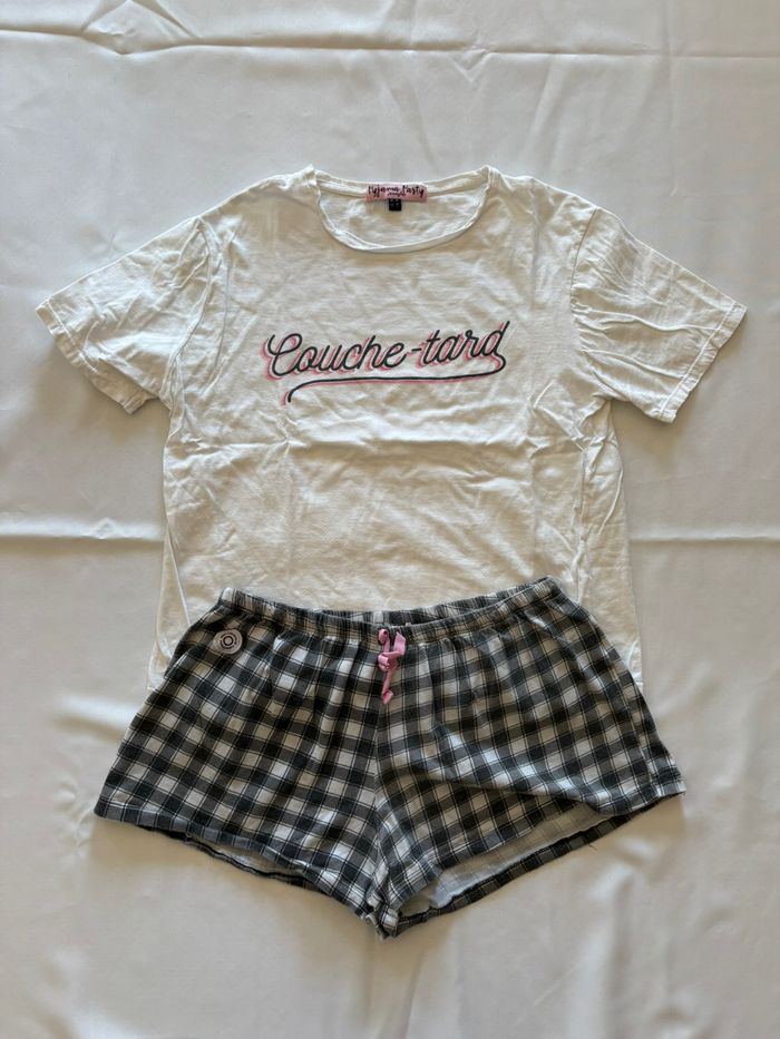 Ensemble pyjama t-shirt blanc et short à carreaux - Jennyfer - M/38