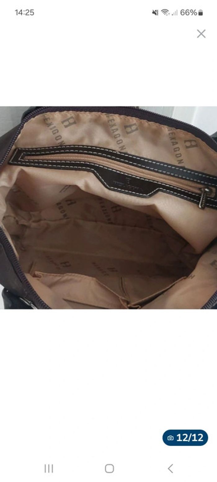 Petit sac vintage toile et
cuir Hexagona marron
excellent état - photo numéro 12