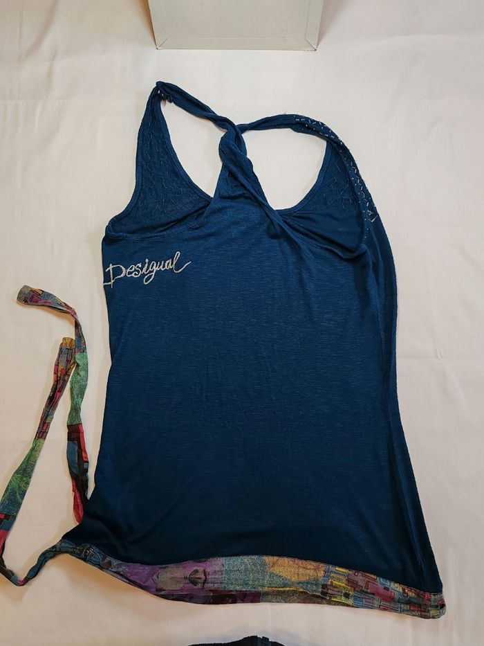 Desigual blouse debardeur bleue montgolfière ballon taille L très bon état - photo numéro 7