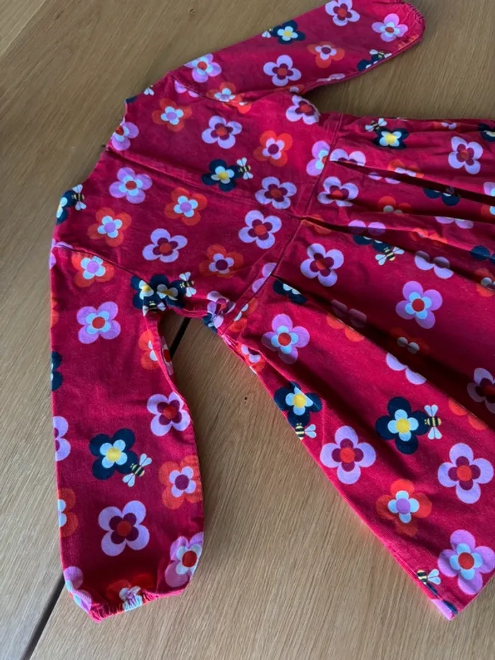 Robe ML en velours rouge avec fleurs - Taille 4 Ans - photo numéro 11