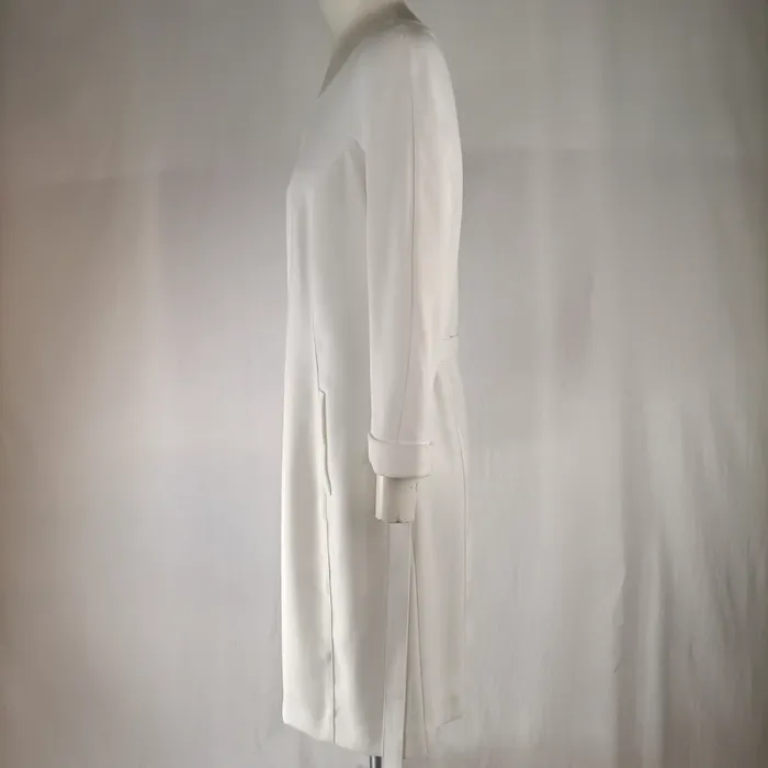 Robe droite blanche Caroll T42 manches 3/4 ceinture amovible minimaliste chic - photo numéro 7