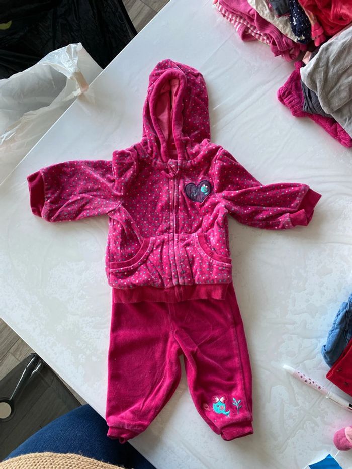 Ensemble rose 6 mois effet velour