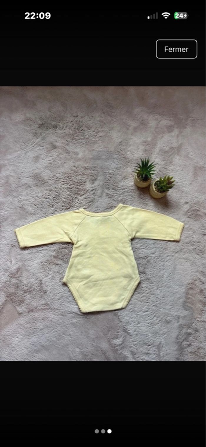 Body naissance 0 mois jaune 💛 croisé – doux & pratique - photo numéro 3
