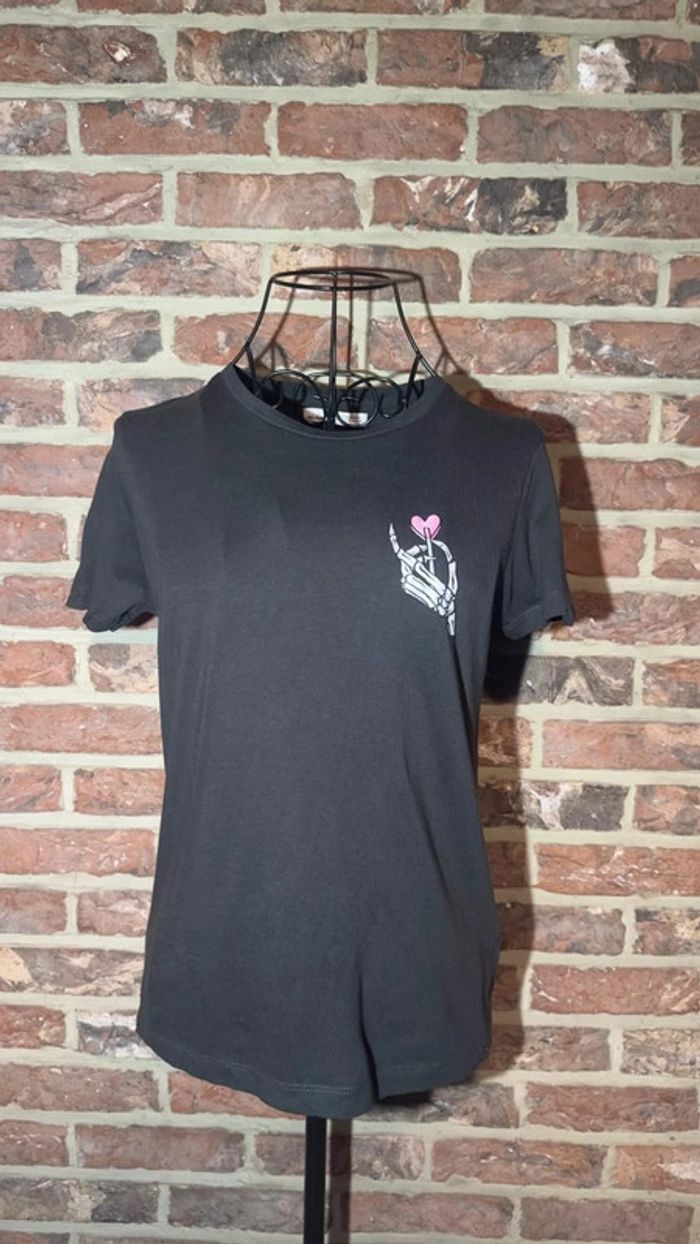 T-shirt gris foncé avec logo Pull and Bear Taille S / 36 - photo numéro 3