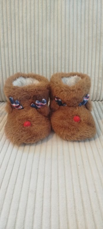 Chaussons velours rennes marron mixte