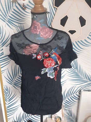 Blouse dentelles perroquet 40 L