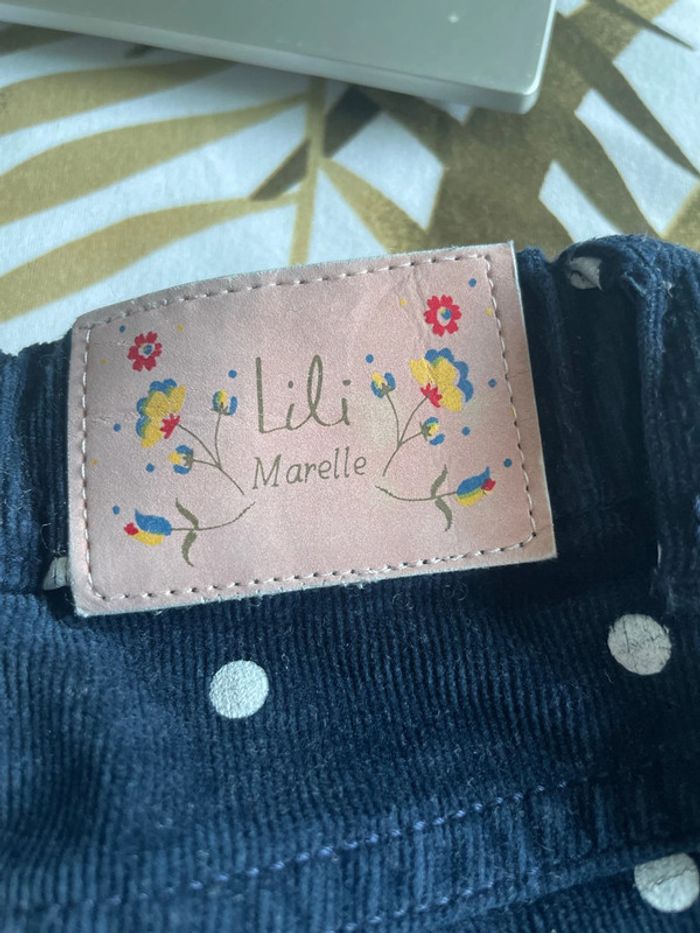 Jupe en velour bleu marine à point blanc taille 12 ans marque lilimarelle - photo numéro 6