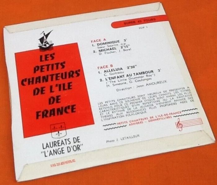 Vinyle 45 tours Les petits chanteurs de l' Ile de France Dominique Disques Cantor PCIF 1 - photo numéro 4