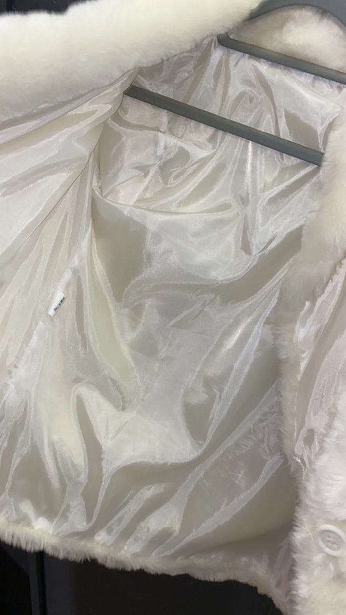 Manteau fausse fourrure ivoire, taille S - photo numéro 4