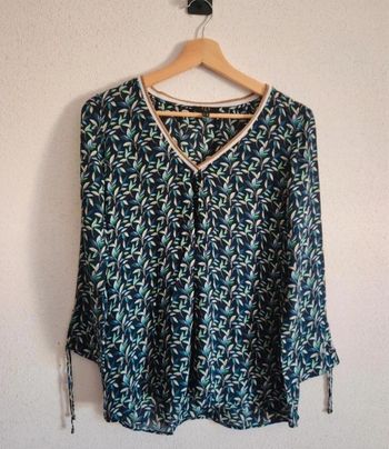 Blouse bleu marine col V doré – Taille 36 – 123 Paris – Très bon état
