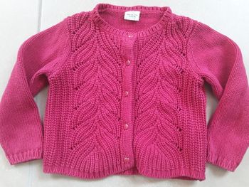 Gilet maille ajourée rouge foncé 3 ans TAO TBE