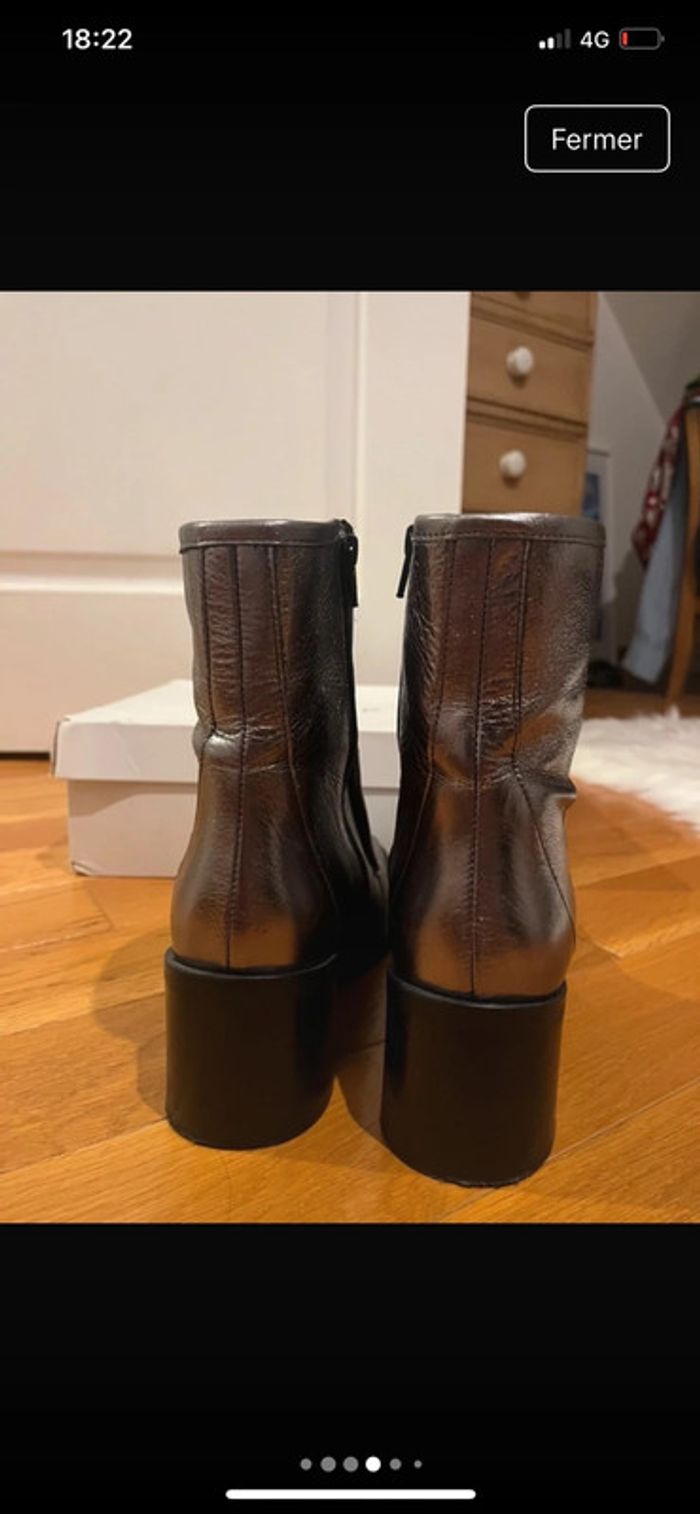 Bottines JONAK Paris en cuir métal argentée - photo numéro 3