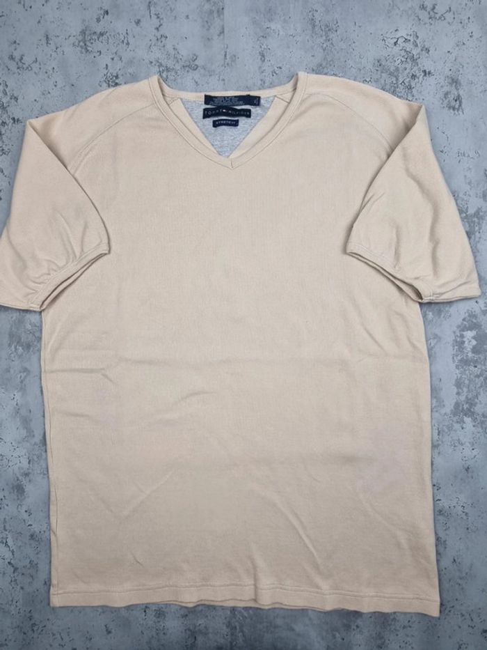 Pull col V manches courtes Tommy Hilfiger beige – Taille XL Homme - photo numéro 3