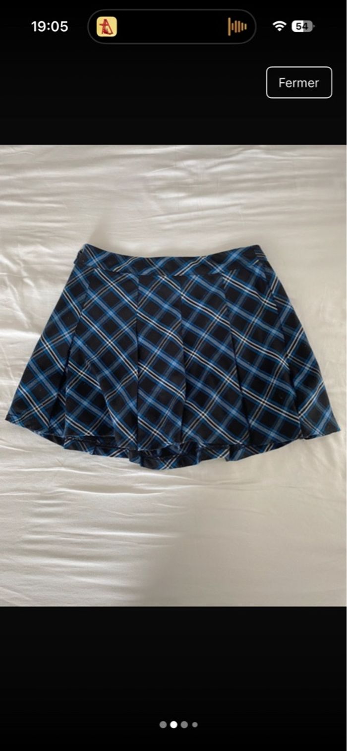 Mini jupe bleu à carreaux - photo numéro 2
