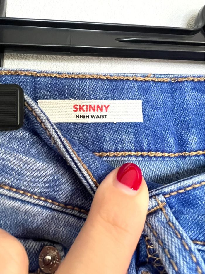 Jean slim taille haute Jennyfer bleu - photo numéro 3