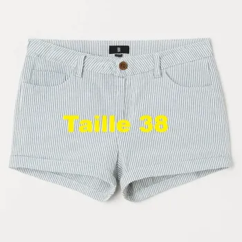 Short blanc rayé bleu clair H & M Taille 38
