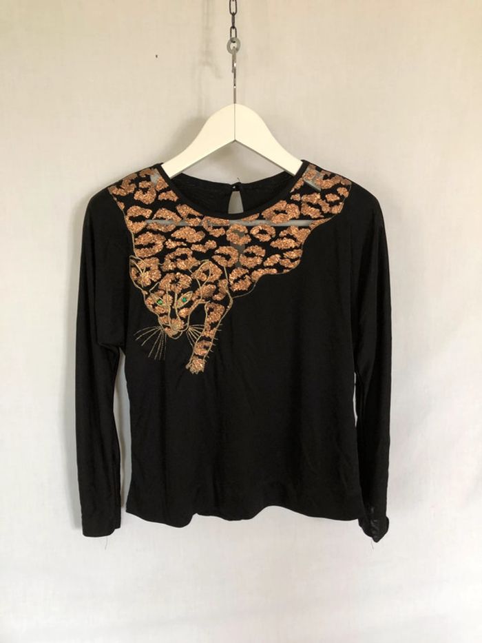 Haut noir vintage avec tigre taille 40 42 très bon état - photo numéro 12