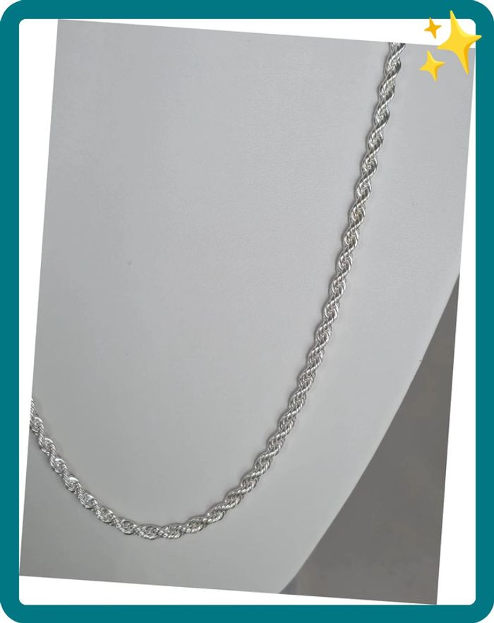 Collier maille Torsadé 60cm plaquage argent - photo numéro 2