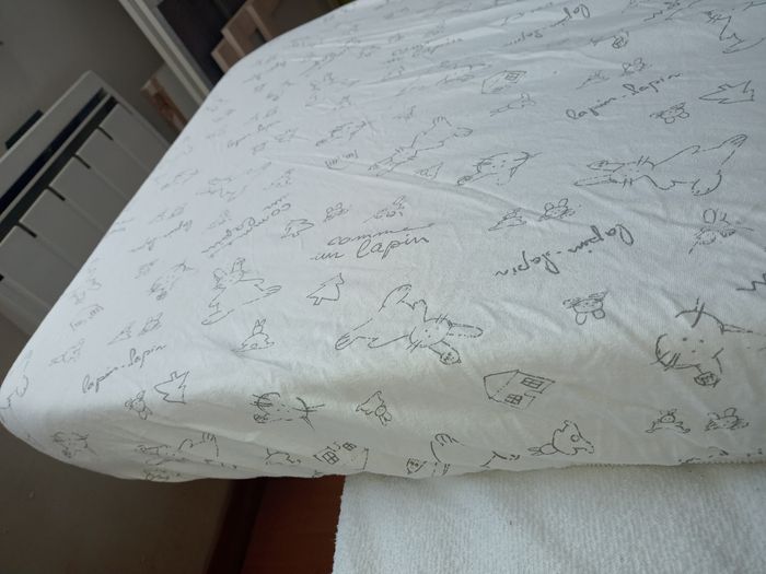 drap housse bébé 60x120cm
  blanc  lapin - photo numéro 5