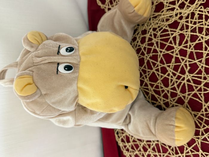 hippopotame super toys simba vintage peluche hippopotame beige model 50 cm rare doudou animal idem r - photo numéro 6