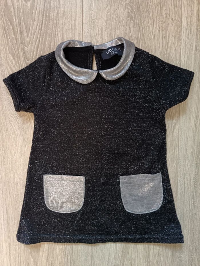 Robe de fête superbe noir/argenté 12 mois fille