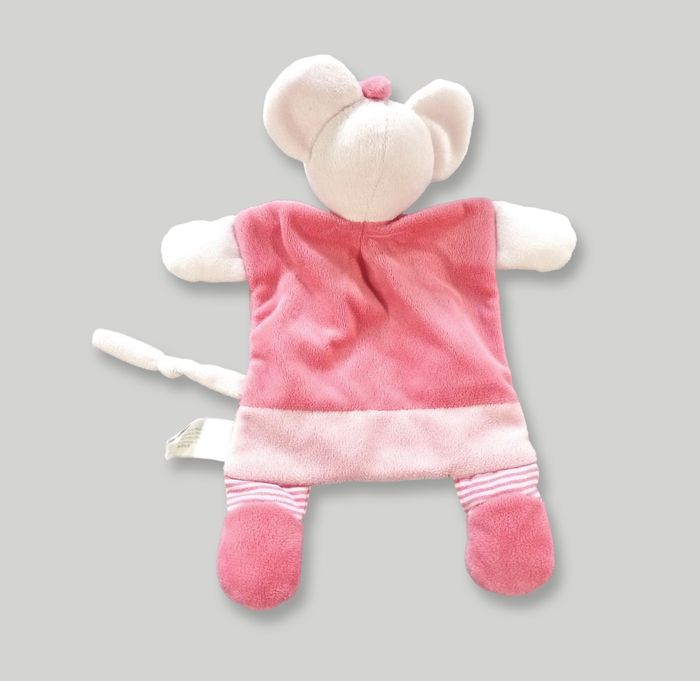 Doudou souris plat velours rose fleurs Nicotoy 26 cm - photo numéro 6
